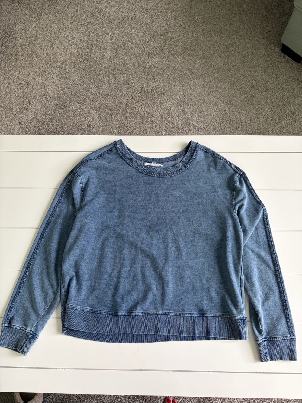 Jane + Delancey Washed Blue Crewneck Lightweight Sweatshirt Sz M